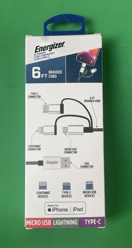 Energizer 3 in 1 Braided 6 Ft • Type C • Micro USB • ⚡️• Phone Charger Cord gallery