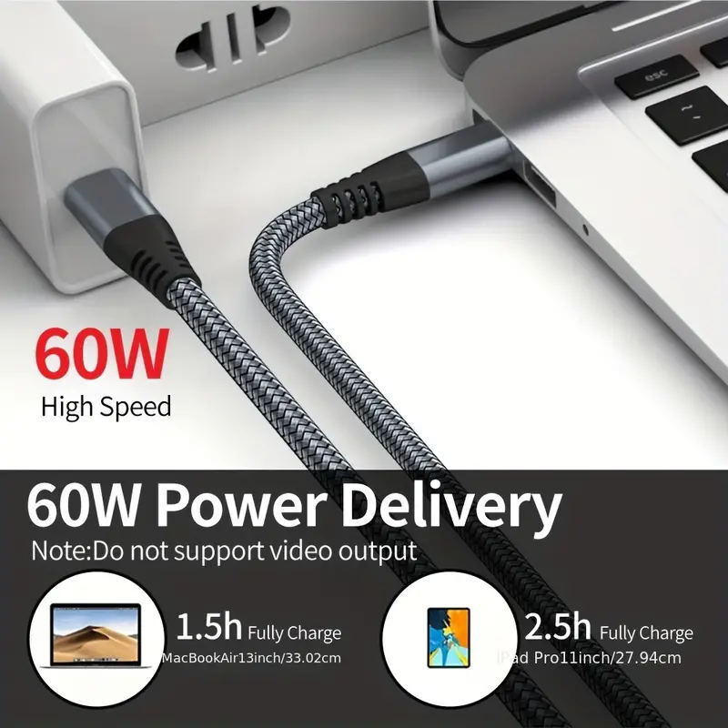 60W For iPhone 17 16 Samsung USB-C to USB-C Cable Fast Charger PD Nylon Cord Lot gallery