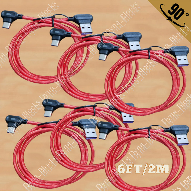 90 Degree Right Angle USB C Fast Charger Cable 6FT Type C For Samsung iPhone 15