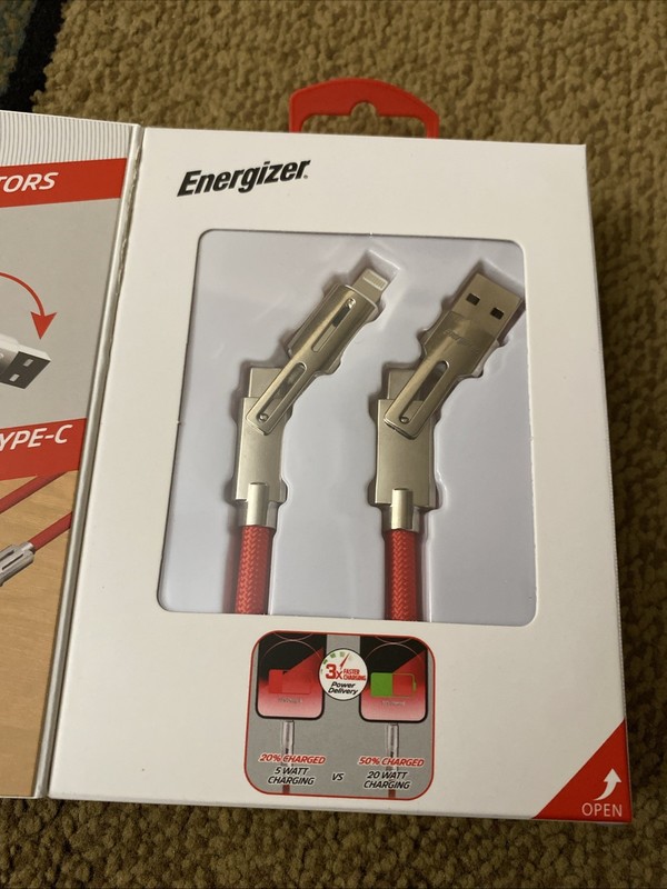Energizer Universal 6ft Braided Cable 4-in-1 Power Connector 60 Watt PD FreeShip gallery