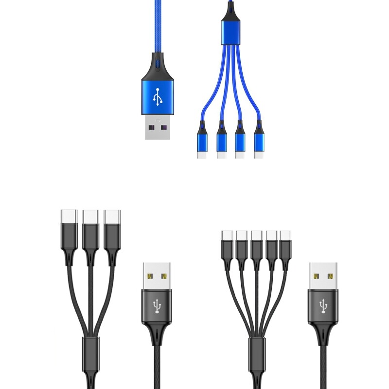 Multi Charging Cable Multi USB Cable Nylon Braided 3/4/5 in 1 Multiple gallery