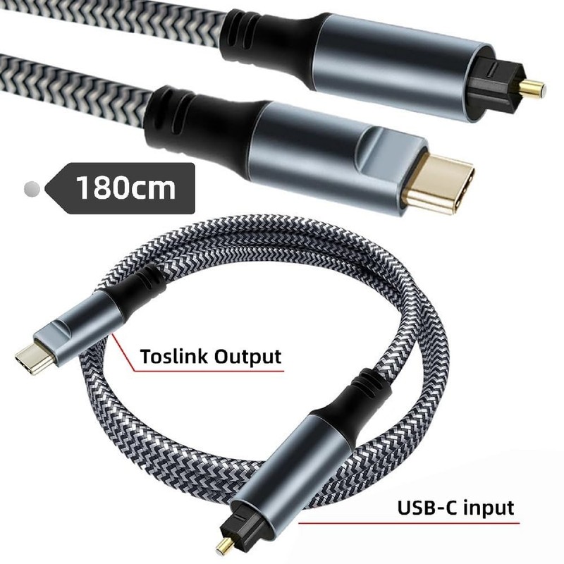 180cm USB-C to SPDIF Toslink Male Cable for High-Definition Audio Transmission gallery
