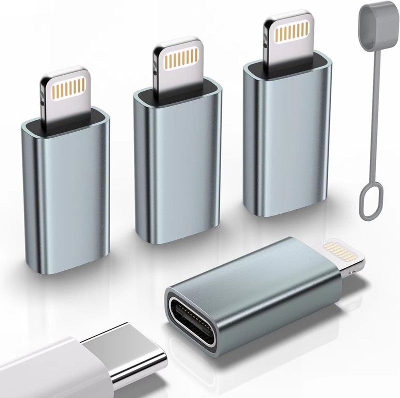USB C Type C to Lightninng Adapter （4 Pack） 1.8-2.2A 15W Fast Charging Gray