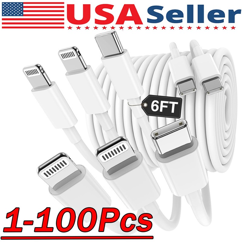 Fast Charger USB C Charging Cable For iPhone 14 13 12 11 Pro Max XR 8 iPad Lot
