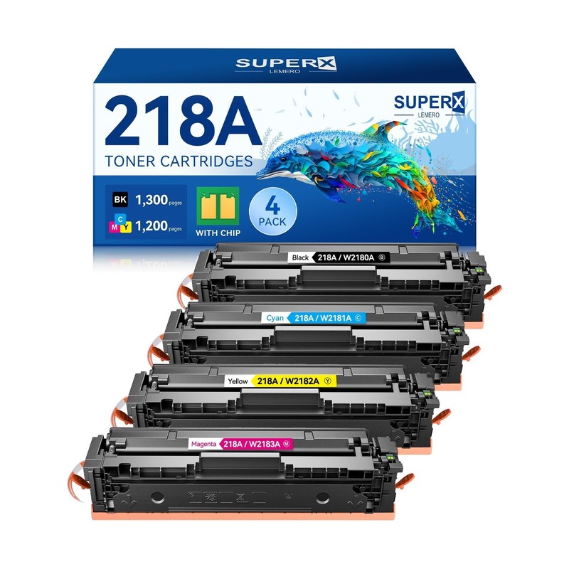 218A 218X Toner Cartridges 4 Pack 3301fdw with Chip Compatible Replacement fo...