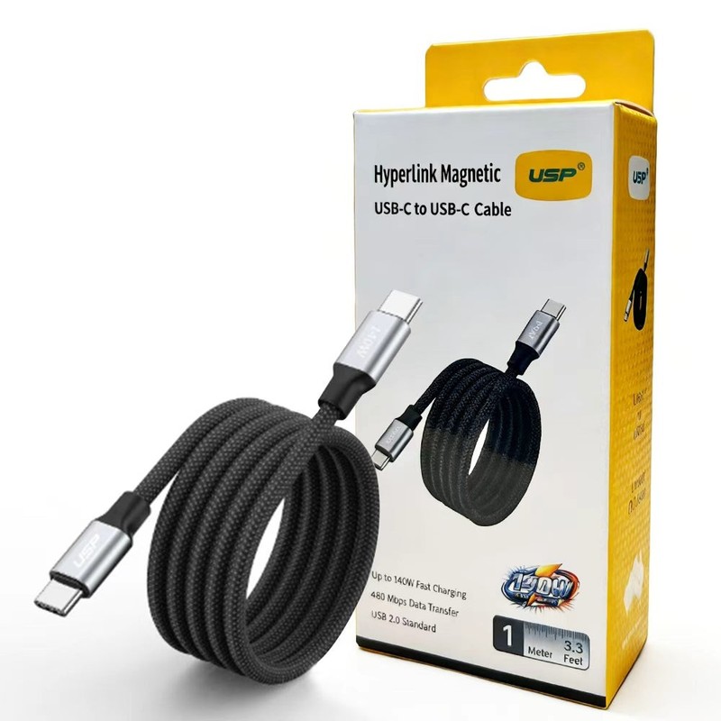 1M Magnetic USB-C to USB-C Cable 140W Super Fast Charging for iPhone Samsung