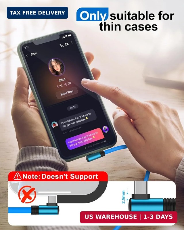 Right Angle Short USB C to Cable 6 inch, Soft Silicone 60W Fast Charging Cord Ty gallery