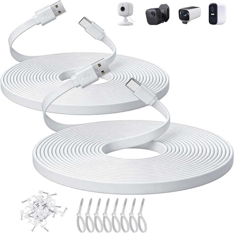 2 Pack 16.4Ft/5M Flat USB C Cable, USB a to USB C Charging Power Cord for Blink gallery