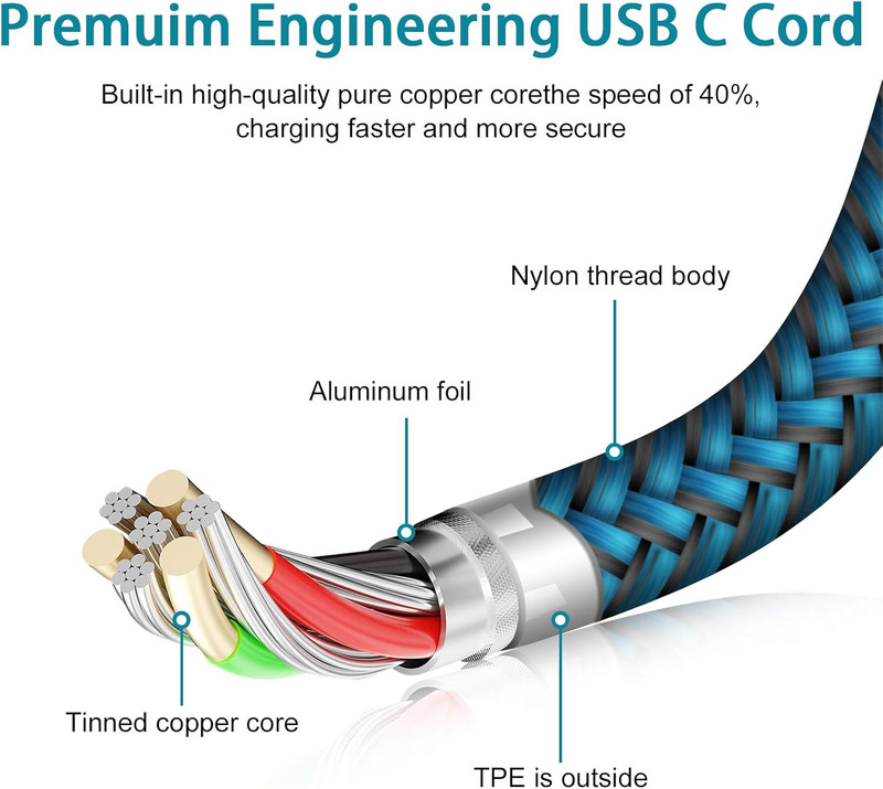 Braided USB to Type-C Fast Charging Data SYNC Charger Cable Cord 3/6/10FT 17 Lot gallery