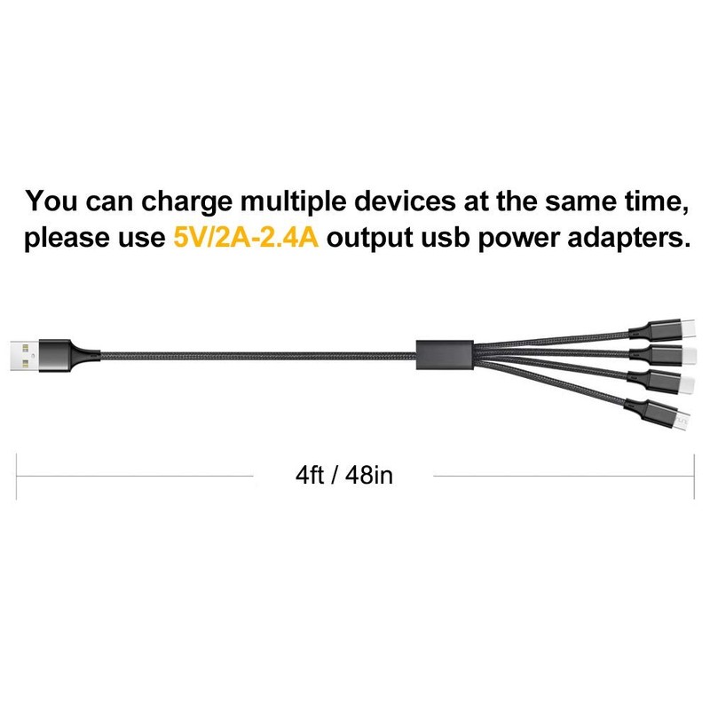 Multi Charging Cable, 2Pack 4FT 4 in 1 Charging Cable for Multiple Devices, B... gallery