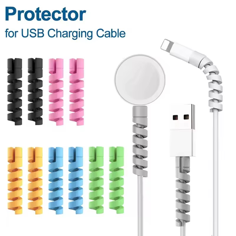 USB Cable Protector Charging Cable Spiral Silicone Protective Sleeve Wire End Co gallery