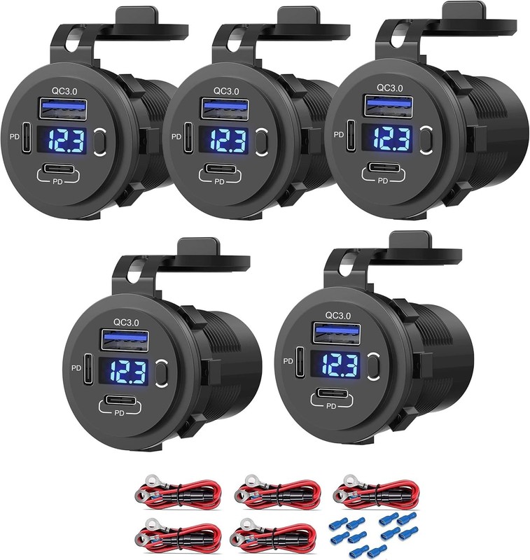 Waterproof 5-Pack USB C Charging Port Set