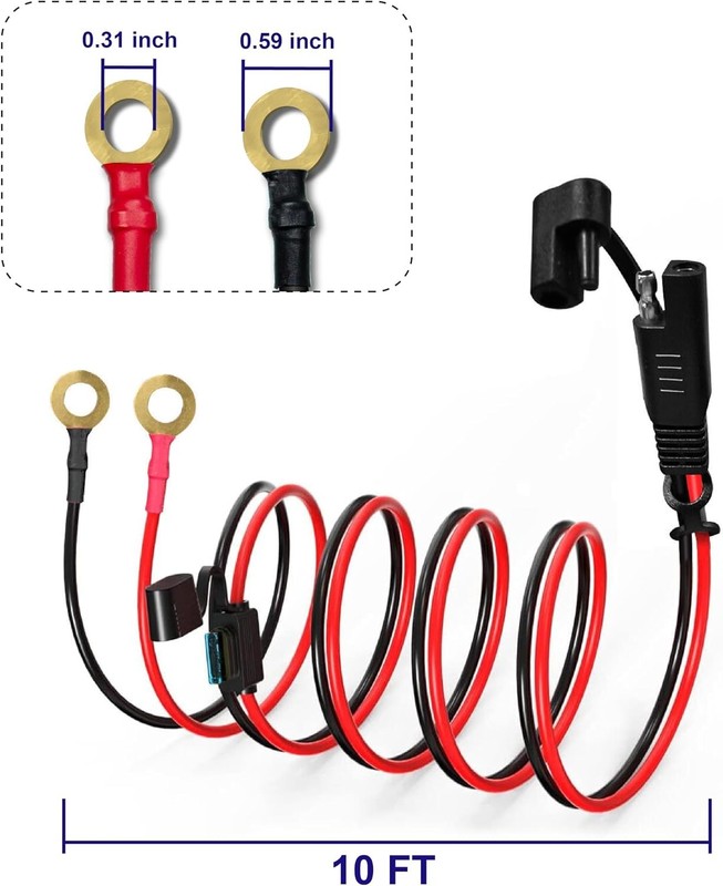 10AWG 10FT SAE Charger Cable with O-Ring Terminal - Quick Disconnect & Durable gallery