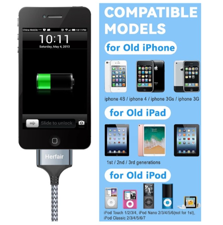 8 PK 30 Pin to USB C iPhone 4 Charger Old iPad Charger Cable Fast Charging Cord gallery