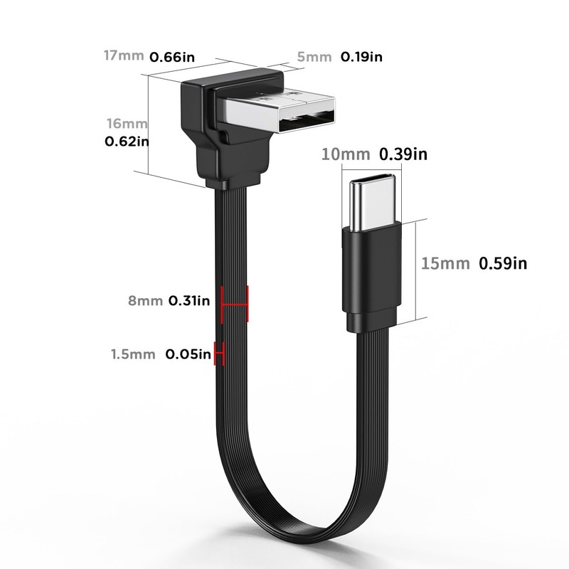 2PCS 90 Degree USB A to USB C Cable,Right Angle Type-c Fast Charging Cord 66W... gallery