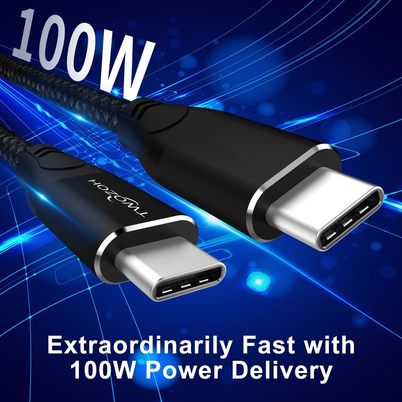 2 PCS USB C To C 3.2 Gen 2 Cable 20Gbps 100W 4K Monitor Cord 10FT Black gallery