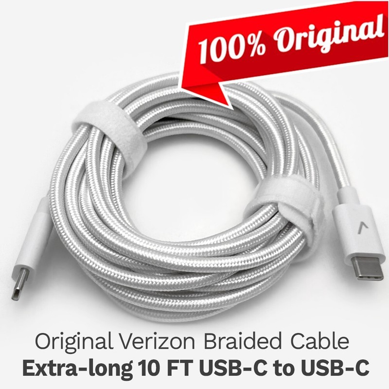 Original Verizon 10FT Braided USB-C Charge Data Cable for Galaxy iPhone iPad
