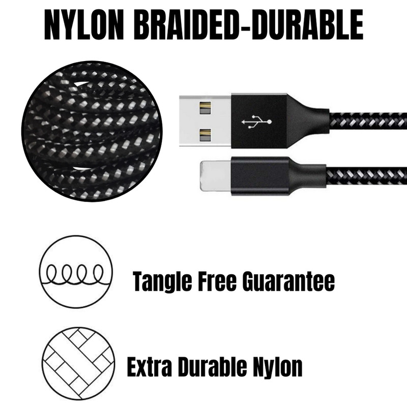 Braided Fast Charger Cable Heavy Duty USB Cord For iPhone 14 13 12 11 X XR SE 8 gallery