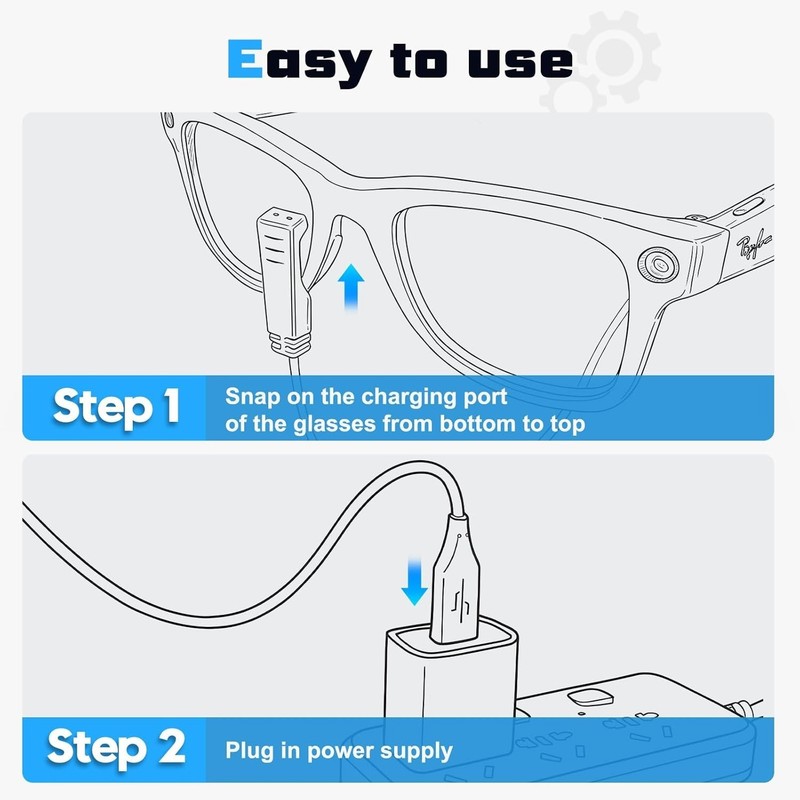 Lightweight USB Charger for RayBan Meta Accessories - Fast Clip-On Design gallery