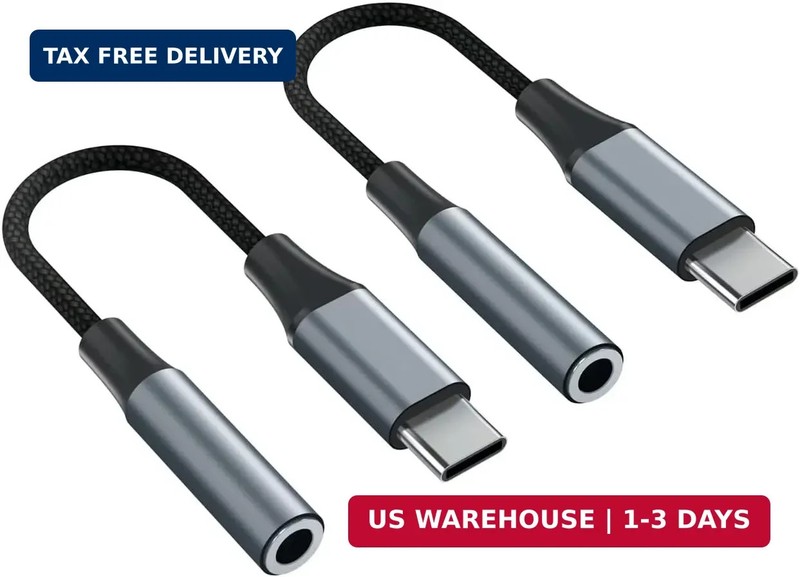 2pcs USB C to 3.5mm Female Headphone Jack Adapter | Upgrade Metal Case, Compatib