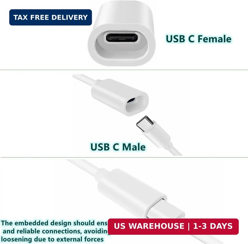 10ft Windproof USB-C Extension Cable, Type C Male to Female Charging Extender Co gallery