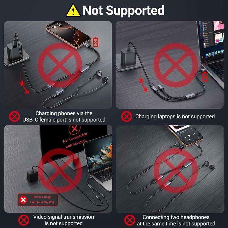 USB C Splitter 1 in 2 Out Charging Data Transfer Cable for Laptop Mac Smartphone gallery