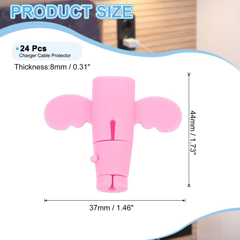 24Pcs Charger Cable Protector Flexible Cute Wire Cord Saver Organizer Pink gallery