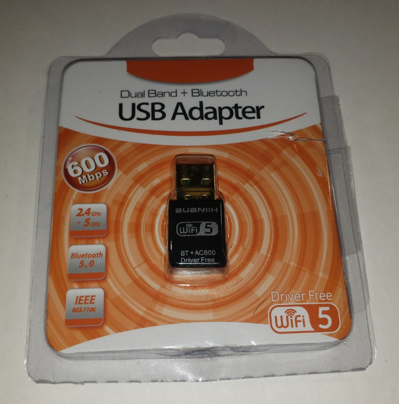 Generic Dual Band + Bluetooth USB Adapter AC600 600Mbps WiFi 5 Open Box