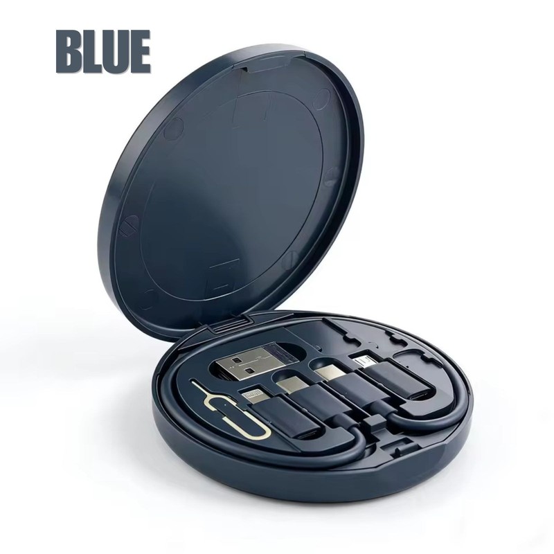 1pc Universal USB Adapter Kit With Multi Charging Cables Storage Case For Phones