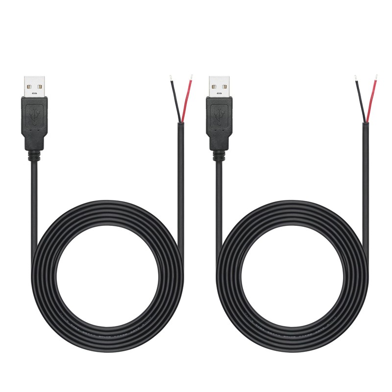 6FT USB A Male Plug 2 Pin Bare Wire, USB 2.0 A Male Pigtail Open End Power Ca…