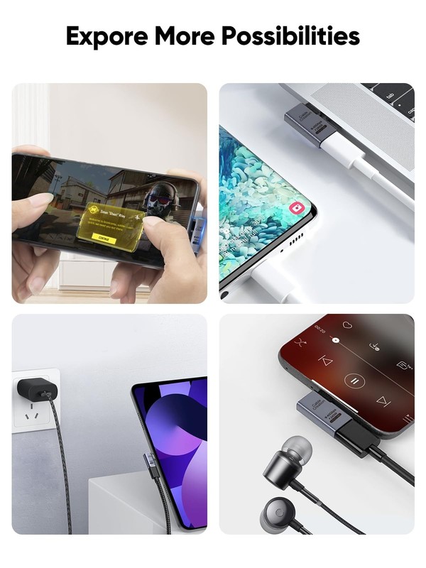 Right Angle USB C Adapter 5 Pack - 90 Degree Male to Female, 40Gbps 240W, Thunde gallery