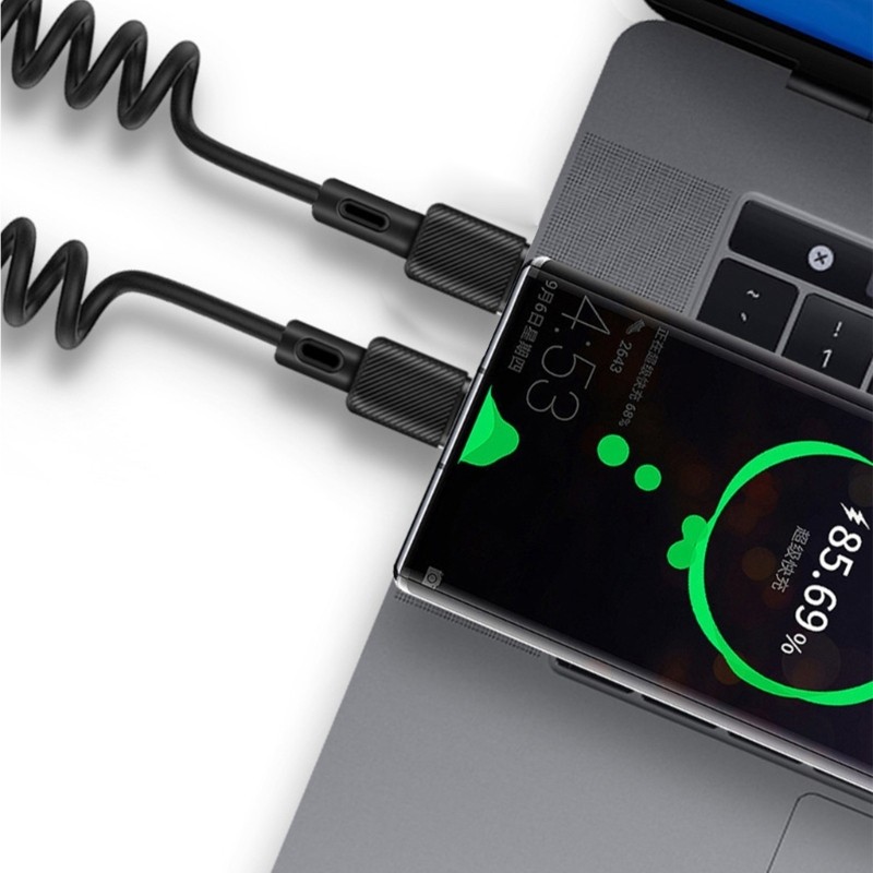 Spring USB C to USB C Coiled Cable for Efficient Charging and Data Transfer gallery
