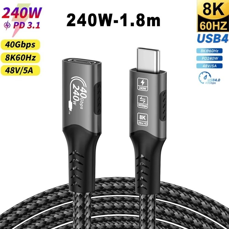 USB4 40Gbps 240W USB C to C Cable Thunderbolt 4 Fast Charge Laptop Data Cable gallery