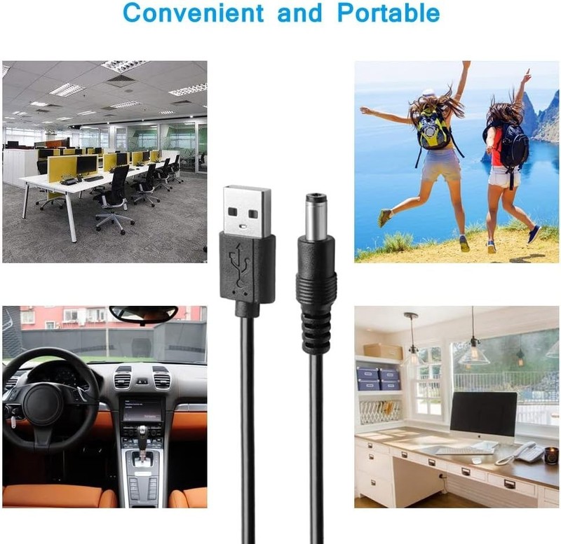 DC 5V Power Cord, USB to DC 5.5x2.1mm Plug Charging Cable with 10 Connector T... gallery