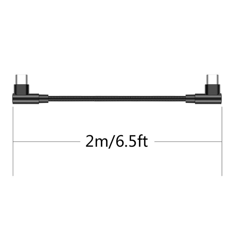 6.5 FT 2M Right Angle USB C To C Cable 90 Degree 60W PD Fast Charging Braided gallery