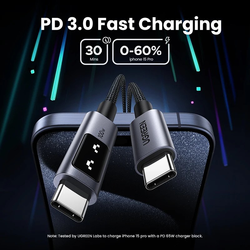 100W USB C to USB C Fast Charging Cable PD Charger for iPhone 15 16 Samsung gallery