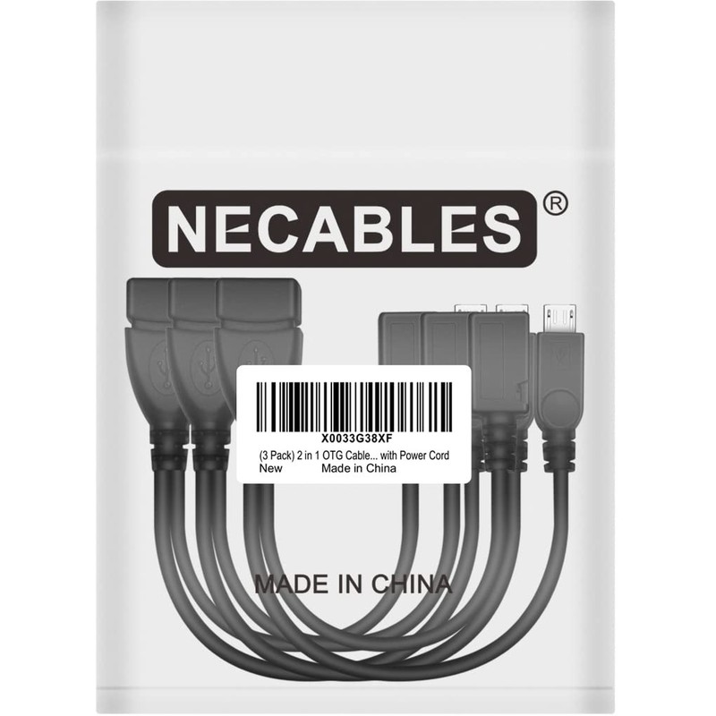 3 Pack 2-in-1 OTG Cable, TV Stick, Power Cord, USB A Female to Micro USB gallery