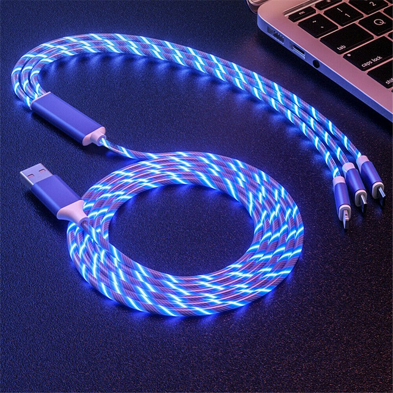 2PCS 3 in 1 Fast LED Charging Cable Universal Multi Function Cell Phone Charger gallery