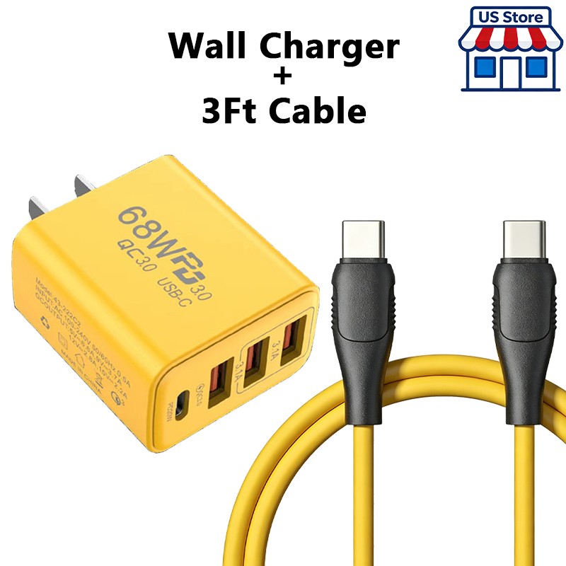 68W Super Fast Charging USB C Wall Charger For Samsung iPhone Android Phone Hot