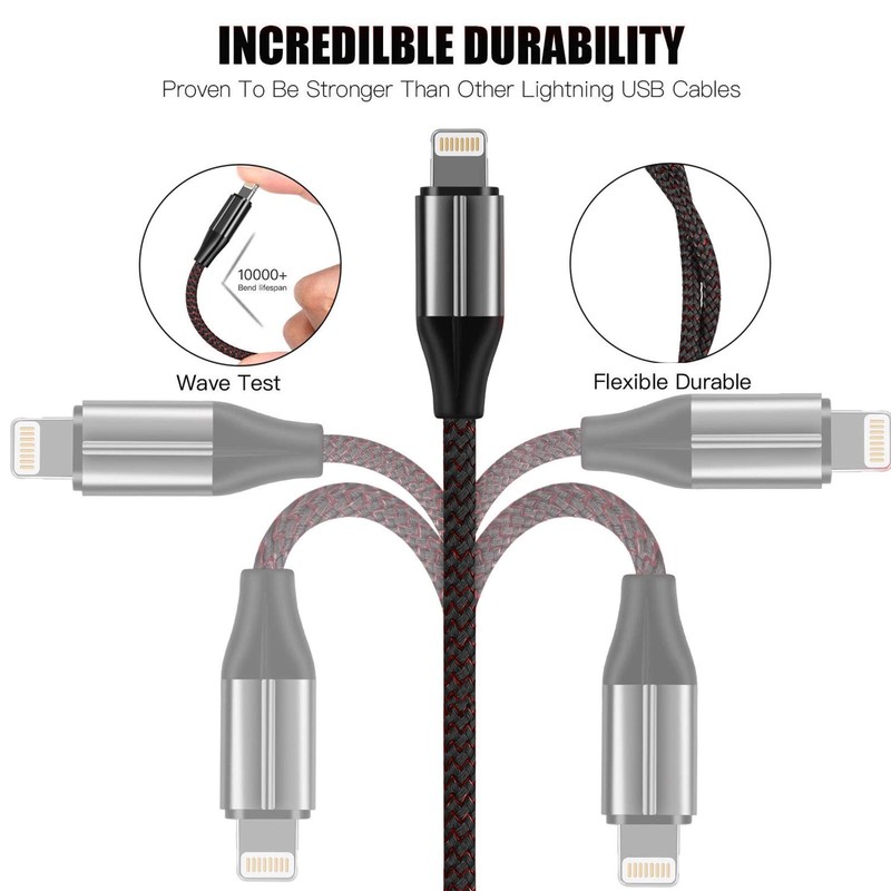 Short iPhone Charger [MFi Certified], 3 Pack 1 feet Short Lightning Cable & D... gallery