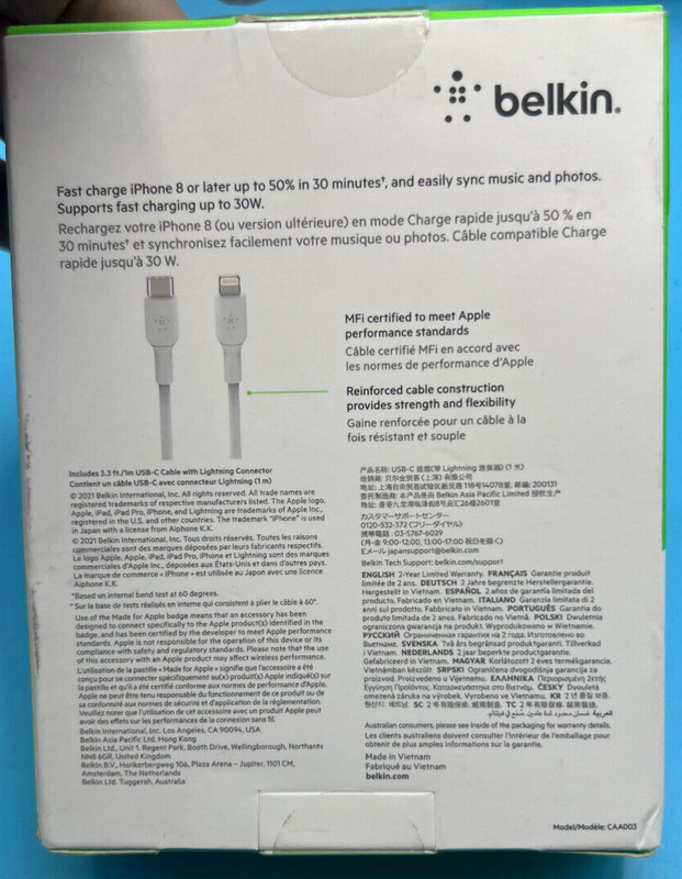 Belkin AP Boost Charge Usb-C To Cable, CAA003BT1MWH (6KT510) gallery