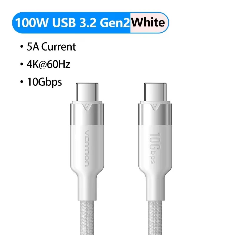 Vention 100W USB-C to USB-C Cable 10Gbps PD 4.0 Fast Charging Data Cord 5A gallery