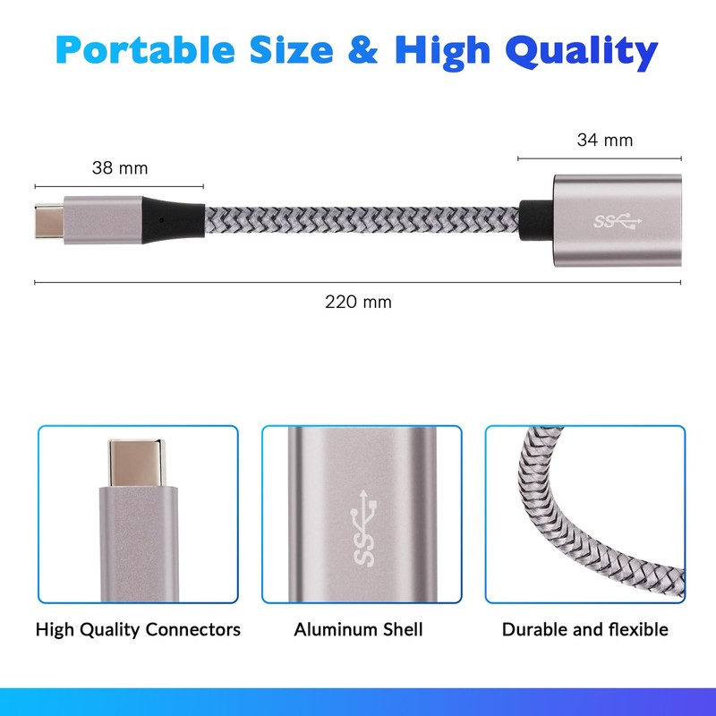 USB-C to USB 3.1 Adapter（2 Pack）, Nylon Braided Type-C OTG Cable USB C Male t... gallery
