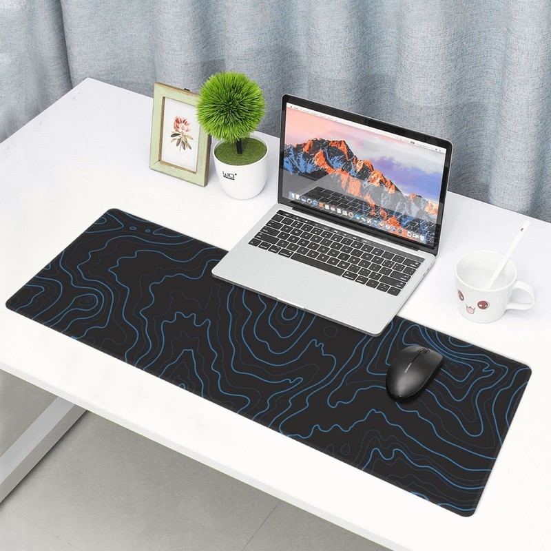 Topographic Contour Gaming Mouse Pad XL, Large Non Slip Rubber Mousepad, Stit... gallery