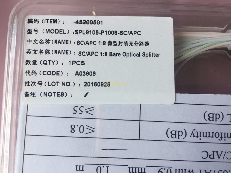 1:8 Bare Splitter Genuine New SPL9105-P1008-SC/APC gallery