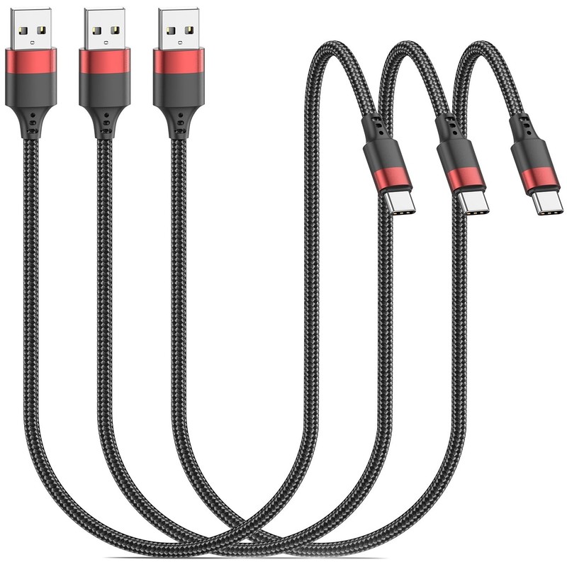 1.5 FT USB C Cable, Short USB to USB C Cord [18 Inch, 3 Pack] Braided USB Type C