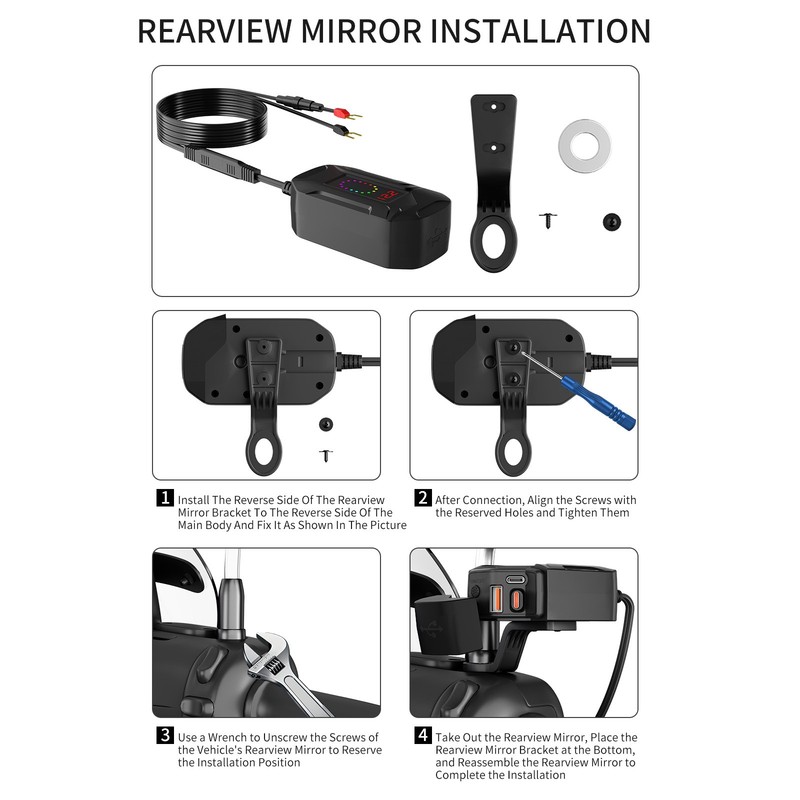 Motorcycle Charger USB Fast Charging Type-C Retractable 30W Flash Charge Cable gallery