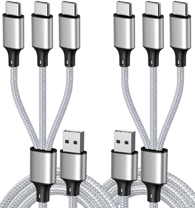 Puxnoin Multi Charging Cable, USB C Splitter Cable, 3 in 1 Fast Charging Cord wi