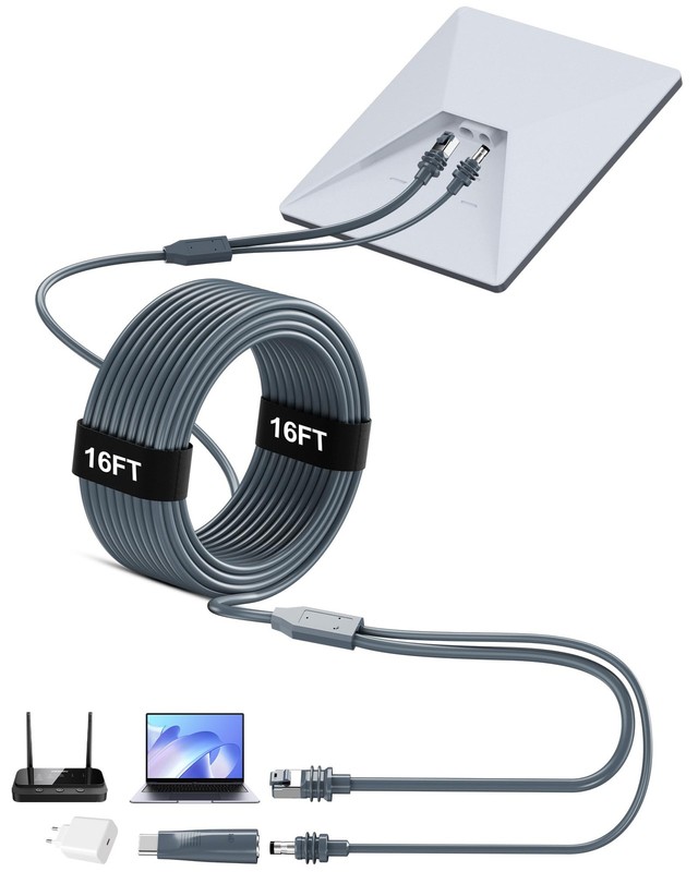 2 in 1 Starlink Mini Ethernet Cable 16.4FT/5M, DC/USB C Charging Power Cord +…