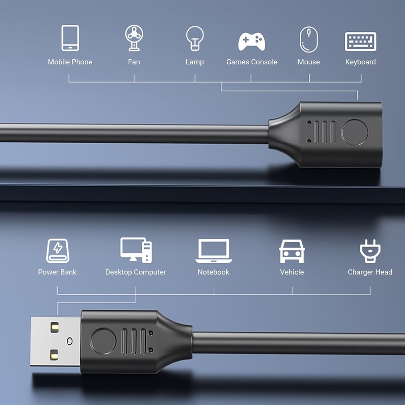 2 PCS 30cm 90 Degree Short USB 3.0 Extension Cord Male To Female Up Angle gallery